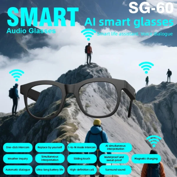 VIVACLOTHER AI Translation Smart Glasses with Touch Control & Voice Assistant