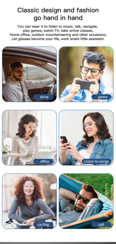 VIVACLOTHER Open-Ear Bluetooth Audio Smart Glasses