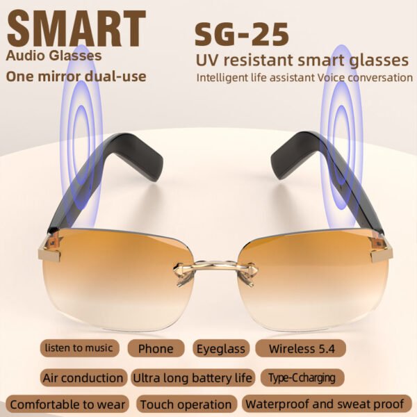H4913187b3e234ab6bfa3943582d71c64Z-1.jpg_960x960q80-1.jpg VIVACLOTHER Open-Ear Bluetooth Audio Smart Glasses with Touch Control & Voice Assistant