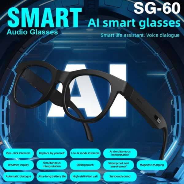 VIVACLOTHER AI Translation Smart Glasses with Touch Control & Voice Assistant