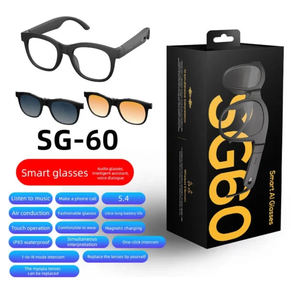 VIVACLOTHER AI Translation Smart Glasses with Touch Control & Voice Assistant
