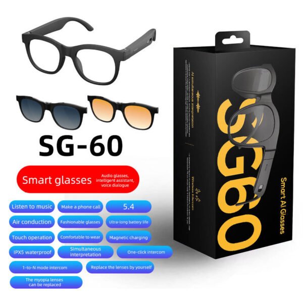 VIVACLOTHER AI Translation Smart Glasses with Touch Control & Voice Assistant