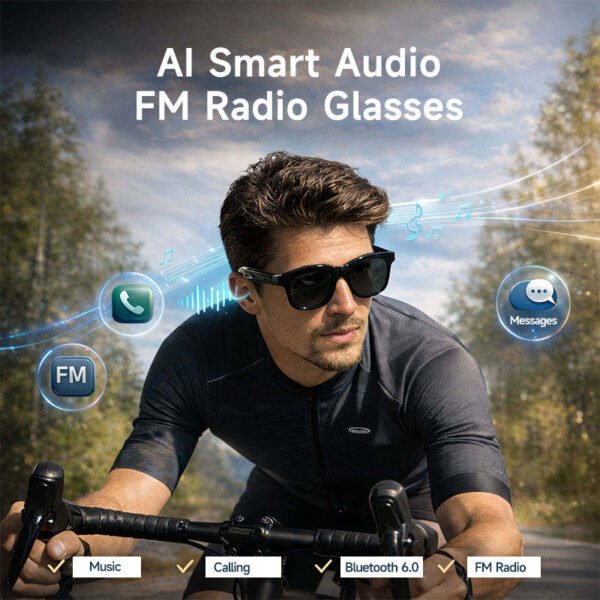 VIVACLOTHER Sport Bluetooth Audio Smart Glasses with Touch Control & Cycling Use