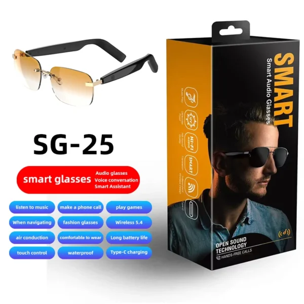 H9d5aef8bd9a148d9957df8d41535ad188-1.webp VIVACLOTHER Open-Ear Bluetooth Audio Smart Glasses with Touch Control & Voice Assistant