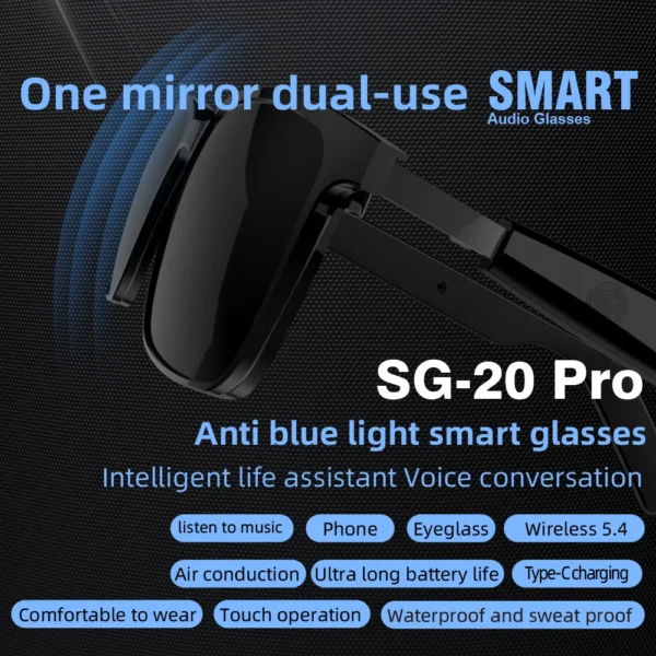 VIVACLOTHER Sport Bluetooth Audio Smart Glasses with Long Battery Life & Running & Commuting