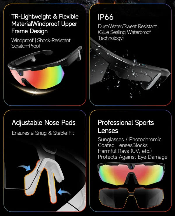 VIVACLOTHER 8MP AI Camera Smart Glasses with Real-Time Translation