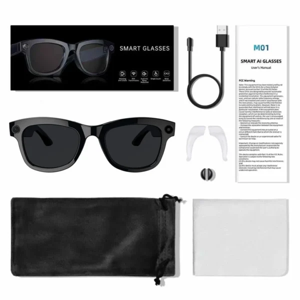 VIVACLOTHER 8MP AI Camera Smart Glasses with Real-Time Translation