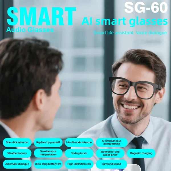 VIVACLOTHER AI Translation Smart Glasses with Touch Control & Voice Assistant